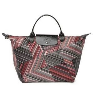 Longchamp Op'Art Medium Bag - Black/Red/White